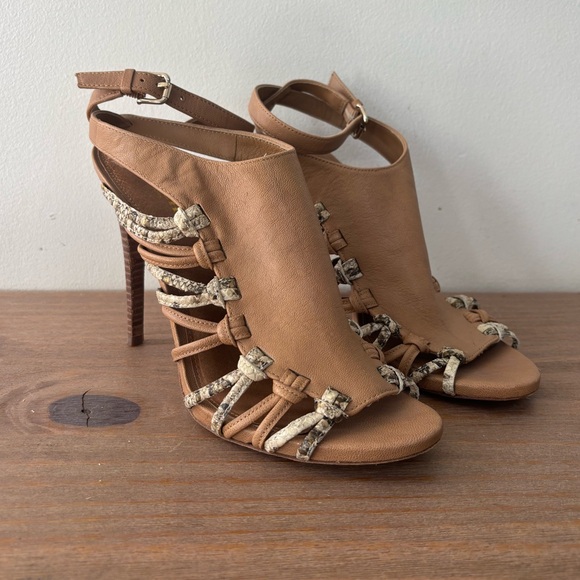Coach Shoes - COACH Jody tan brown python snake detail leather sandal heels 8 $268